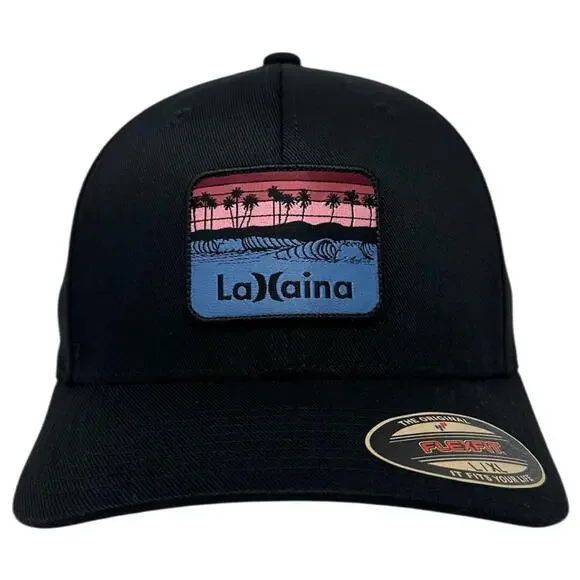 Hurley Men's Hat Lahaina Hawaii Patch Stretch Flex Fit Cap in L/XL Black - Picture 2 of 4